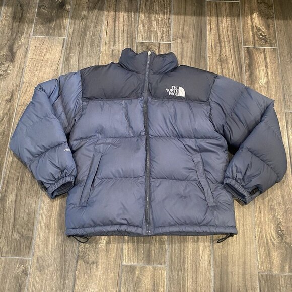 the north face stow #0204385 nuptse puffer Men’s Large Blue Black 700 Goose Down